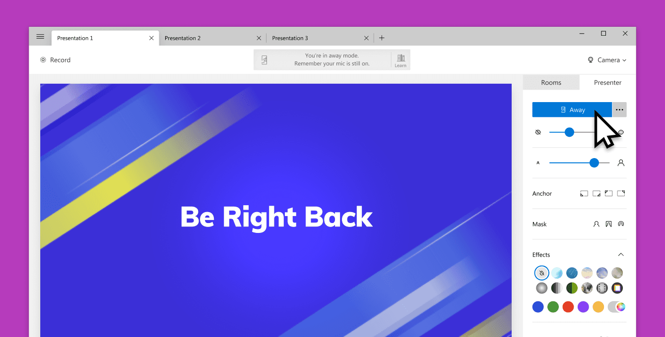 Screenshot of Be Right Back screen